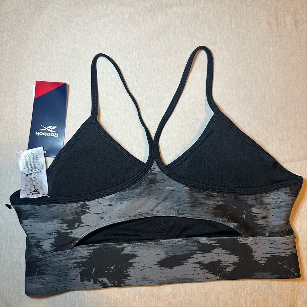 Reebok Women's Gray and Black Sports Bra - Picture 2 of 2